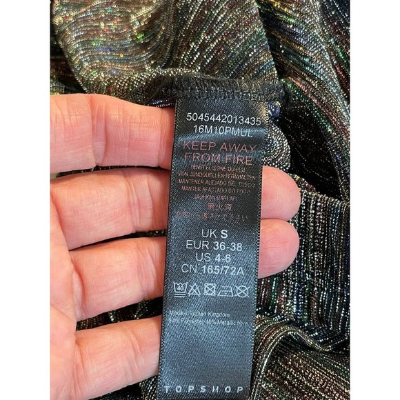 Topshop Pants Women Size 4-6 US Sheer Metallic Mesh Pull On Wide Leg Party Glam - Picture 6 of 11